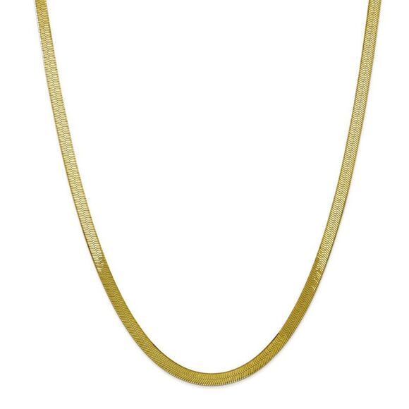 5mm 10k Yellow Gold Solid Herringbone Chain Necklace, 18 Inch